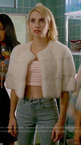 white coat fur bottom chanel|chanel fur coat scream queens.